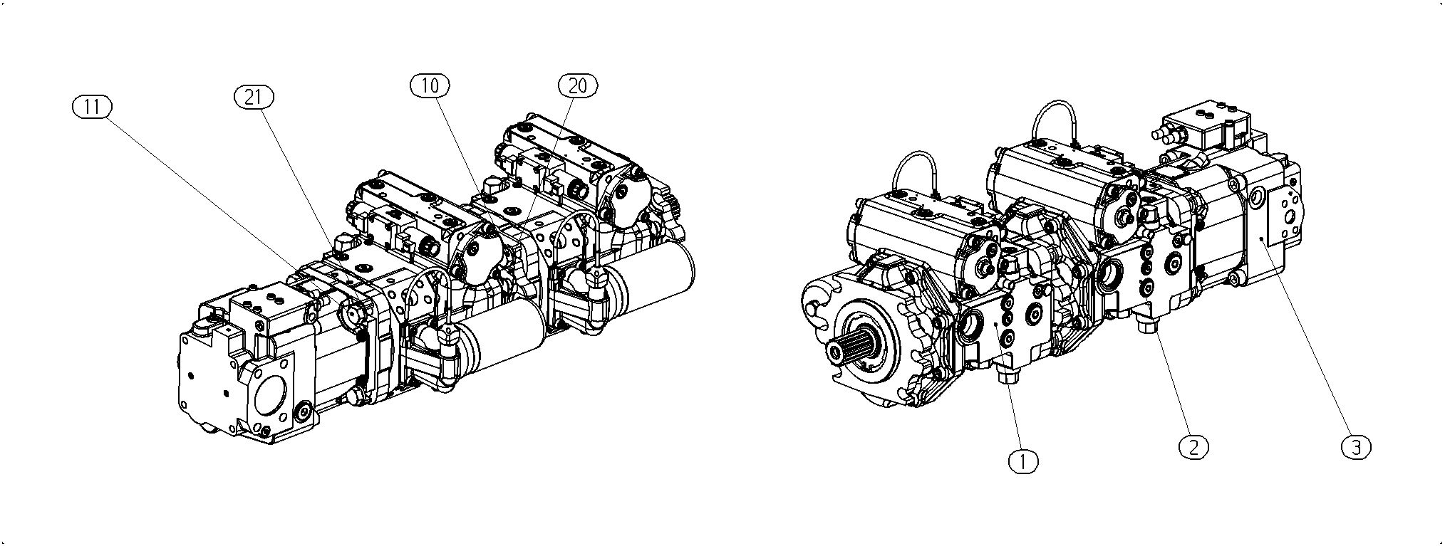 A4VG145EP2/40+A4VG145EP2/40+A11VO145 — Zeichnung