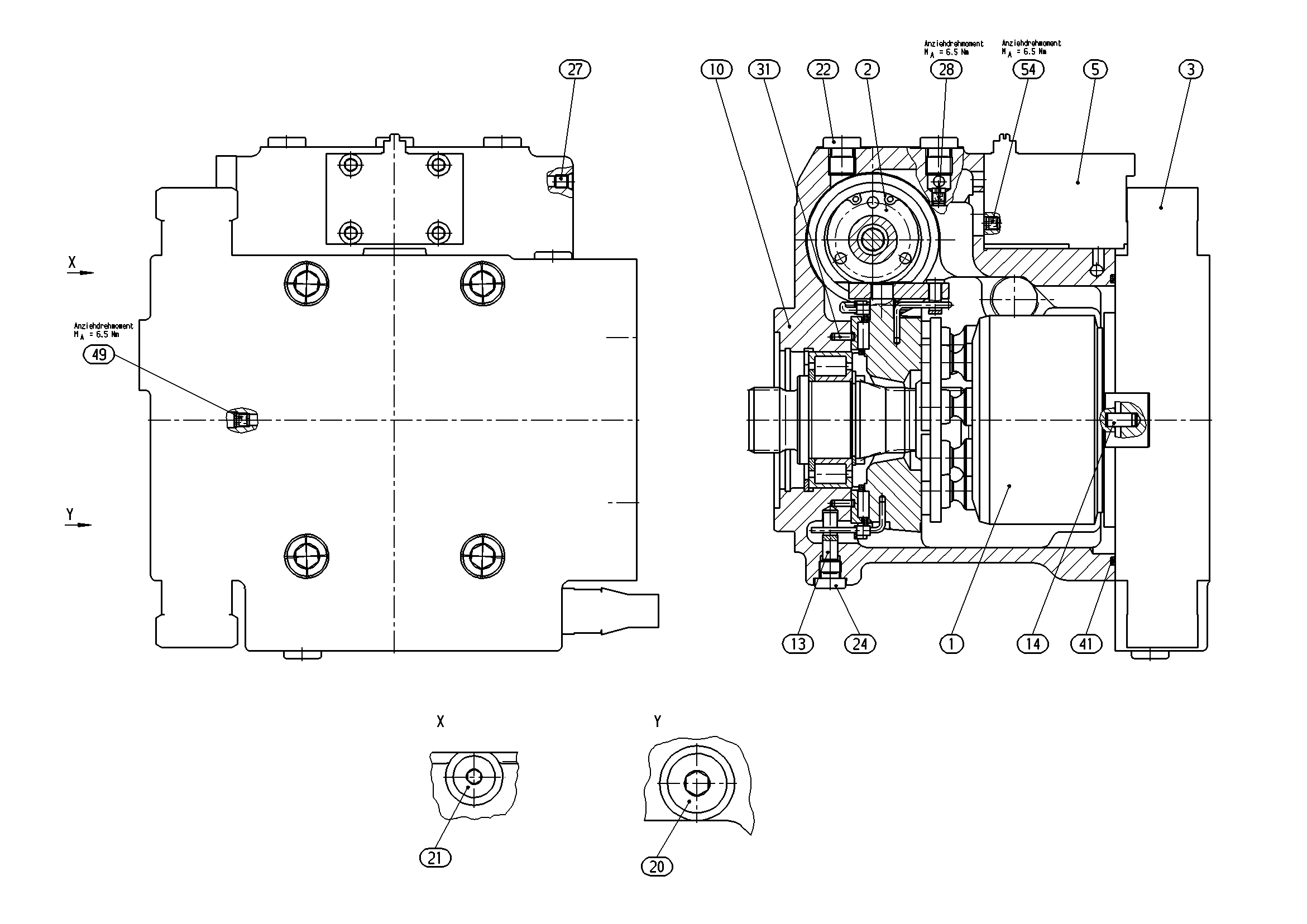A10VG45EZ1DM1/10R-XXC10N003EQ-S — Zeichnung
