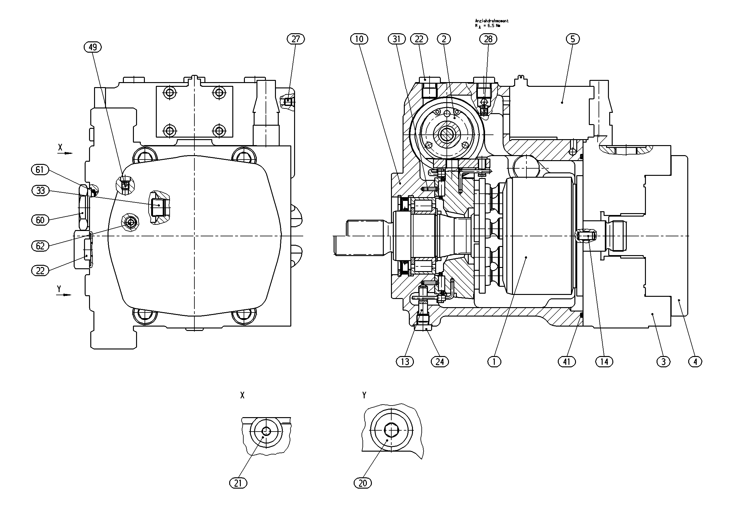 A10VG45EZ1DM1/10R-NSC10F003DH-S — Zeichnung