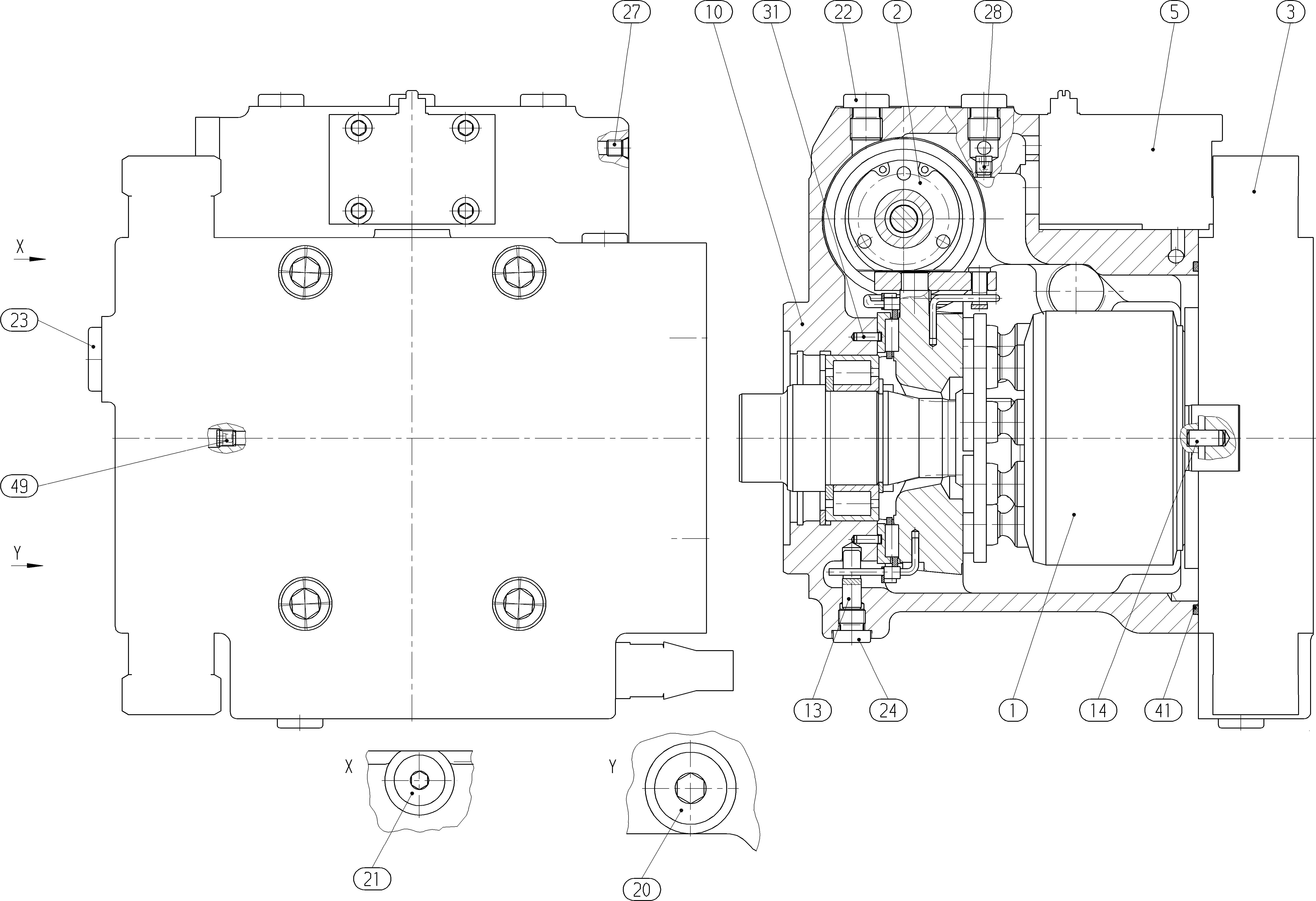 A10VG45EZ1DM1/10R-XXC11N005EP-S — Zeichnung