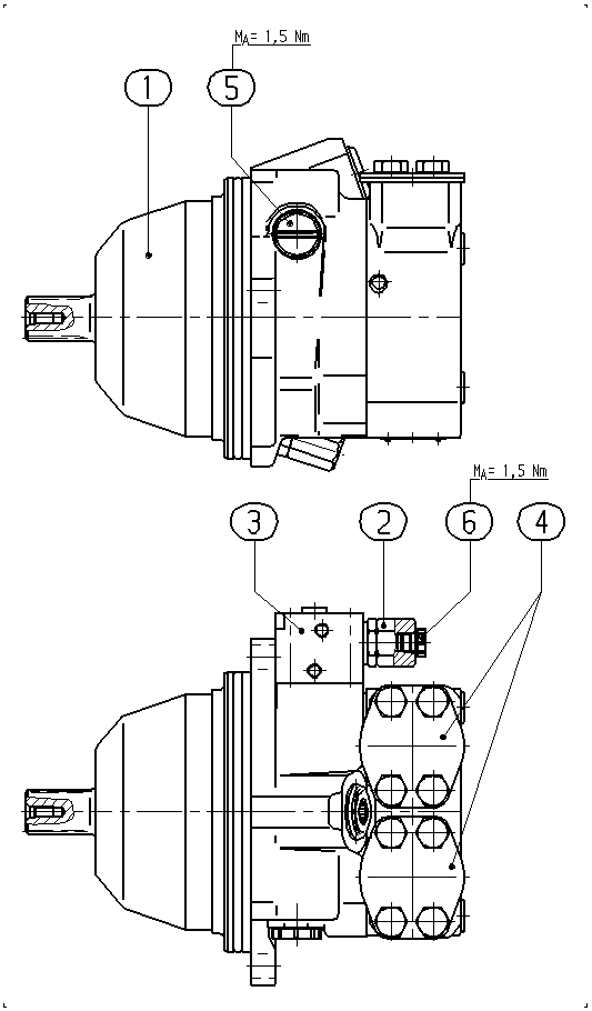 A A10V E 45 HZ6 /52W1-VRF60N000 -S1043 — Zeichnung