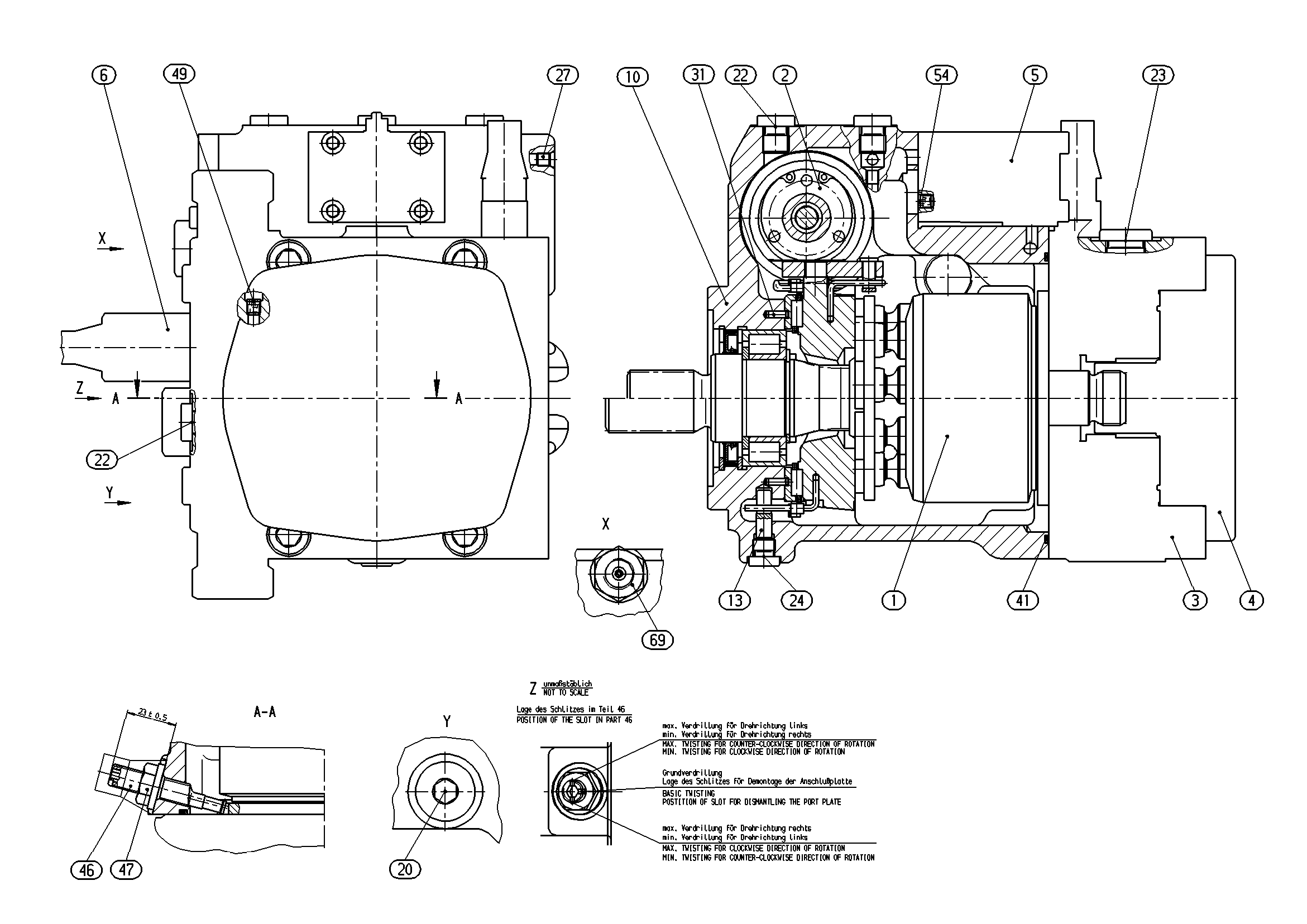 A10VG45HWDM2/10R-NTC10F025S-S — Zeichnung