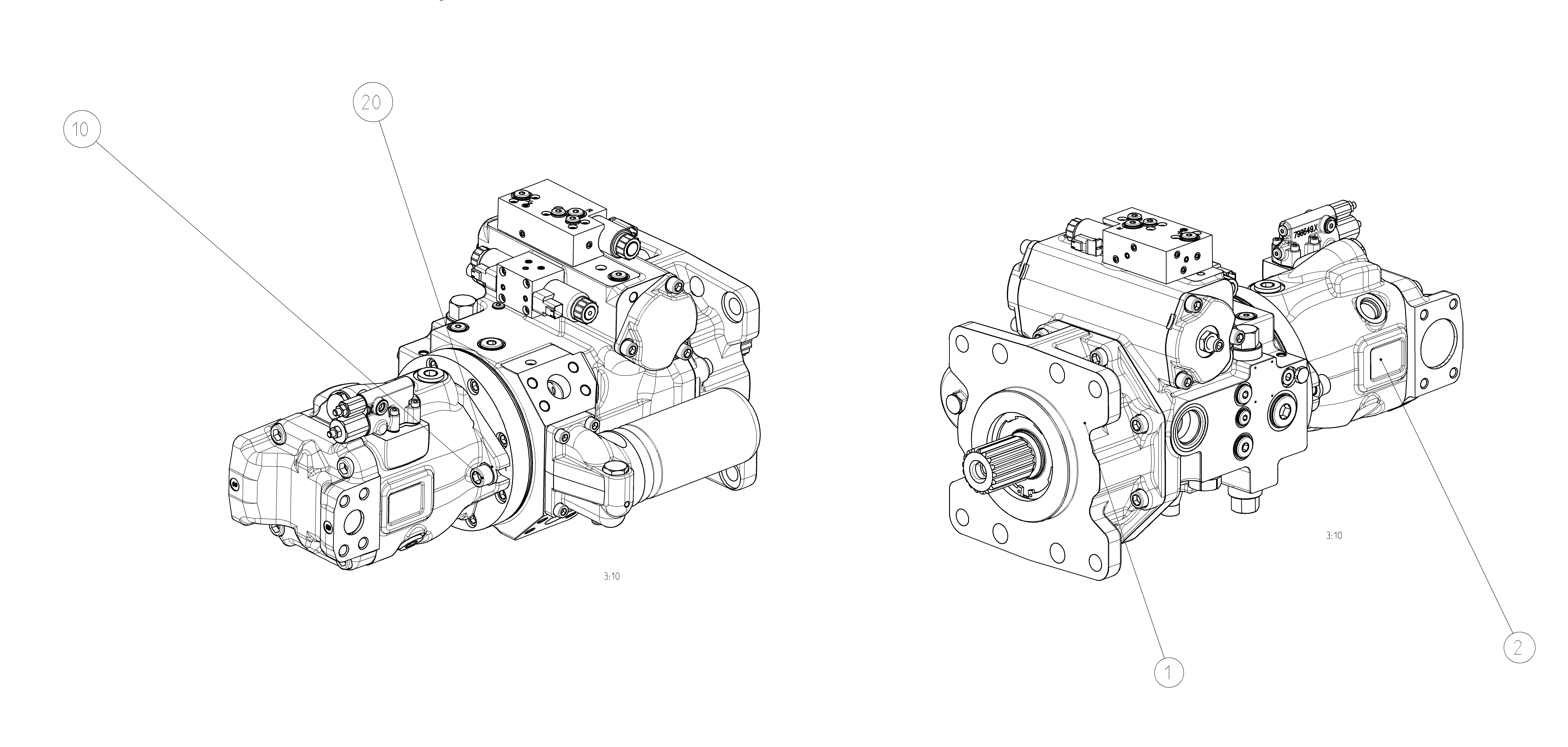A4VG175EV2CP000/40MR+A10VO85DRF/53R — Zeichnung