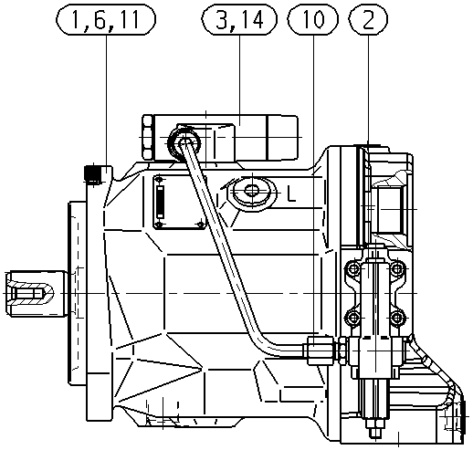 A A10V O 74 DFLR /31R-VSC46N00 -S2645 — Zeichnung