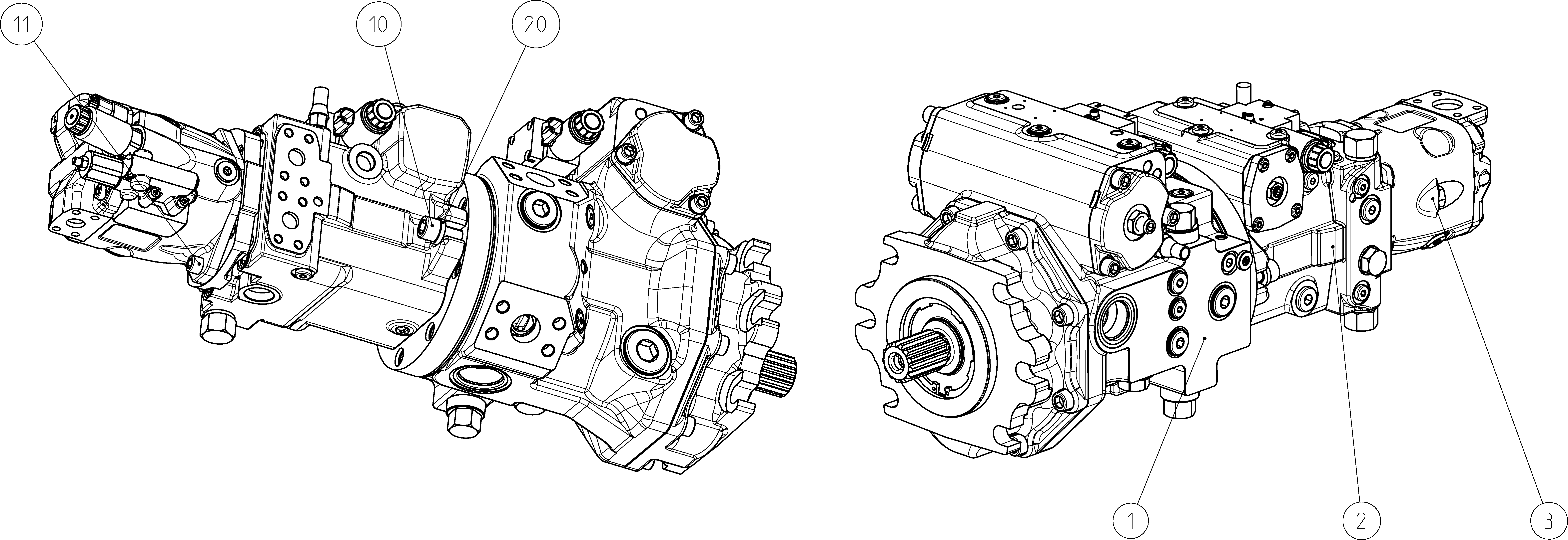 A4VG145EP1/40MR+A10VG63EP/10+A10VNO/45 — Zeichnung