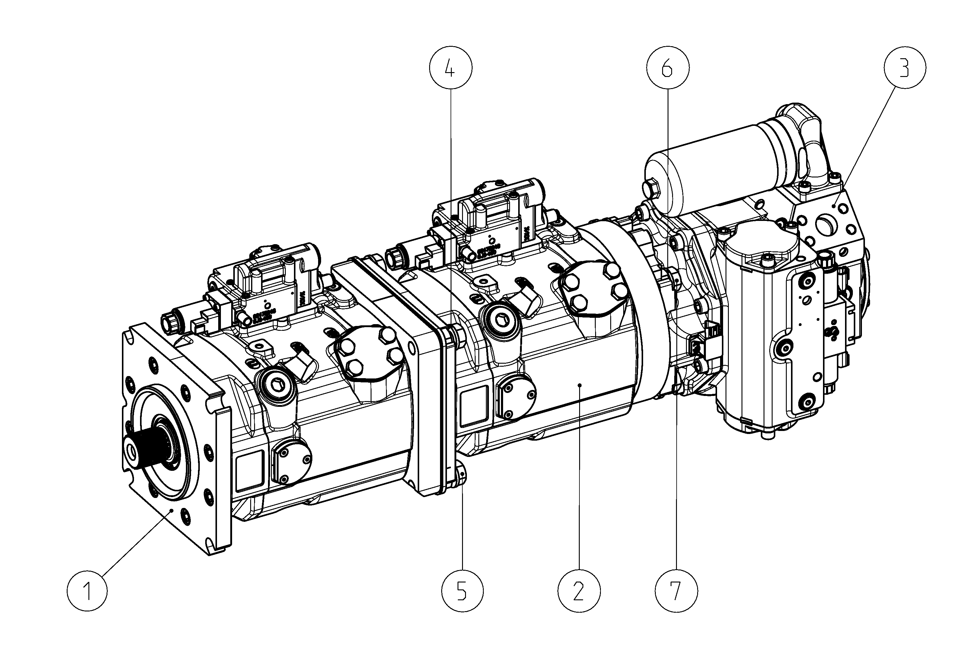 A11VO175E2S0+A11VO175E2S0+A4VG145EP2D00 — Zeichnung