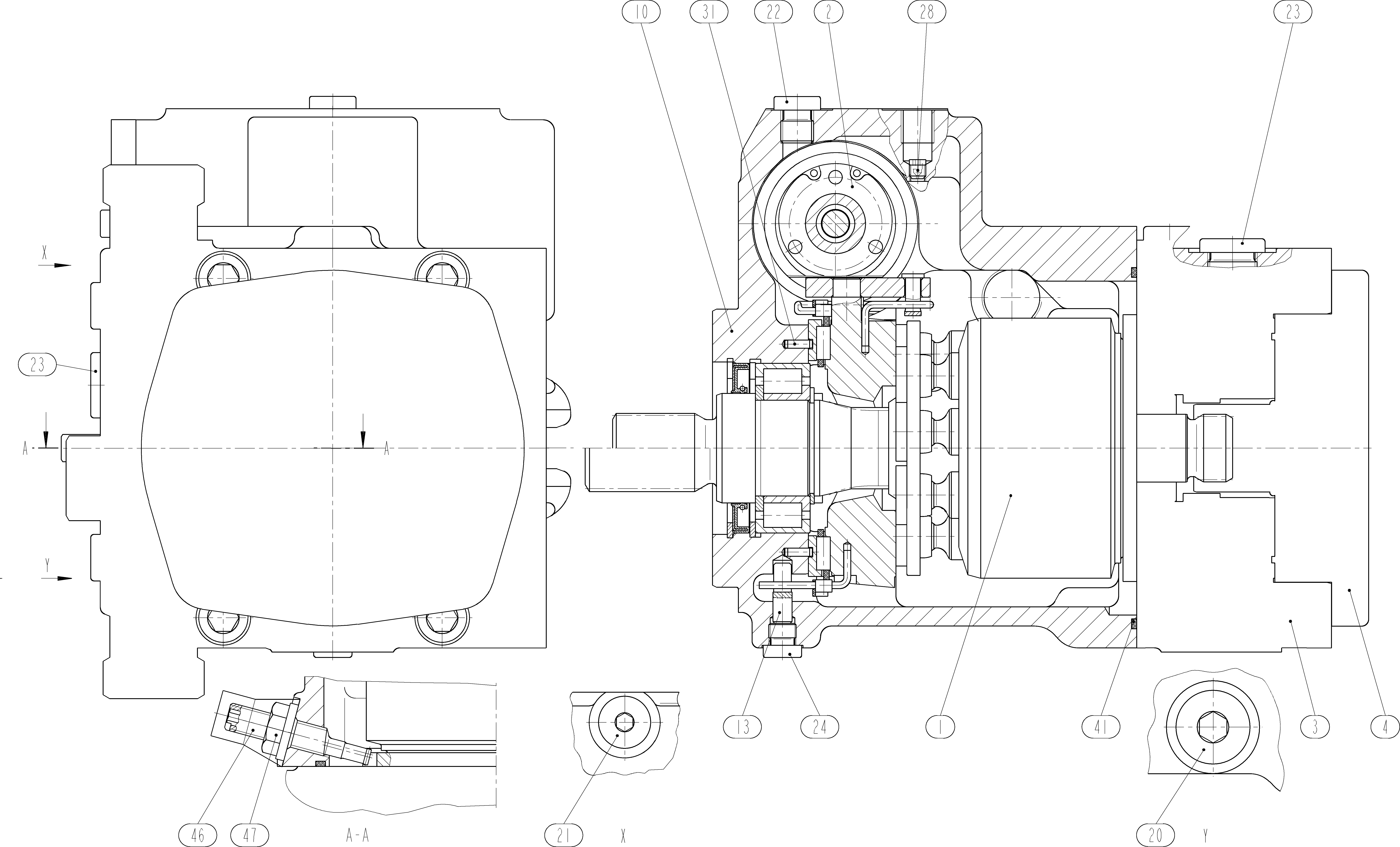 A10VG45DG1/10L-NSC10F013S-S — Zeichnung