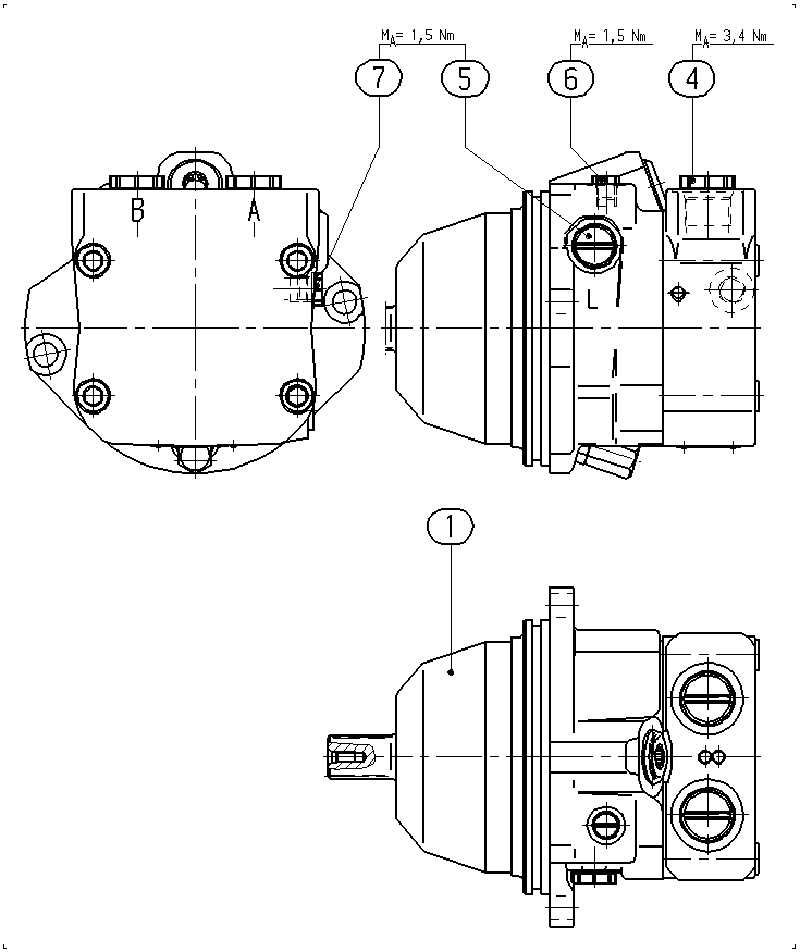 AA10VE45HZ6/52W1-VRF66N000-S1598 — Zeichnung