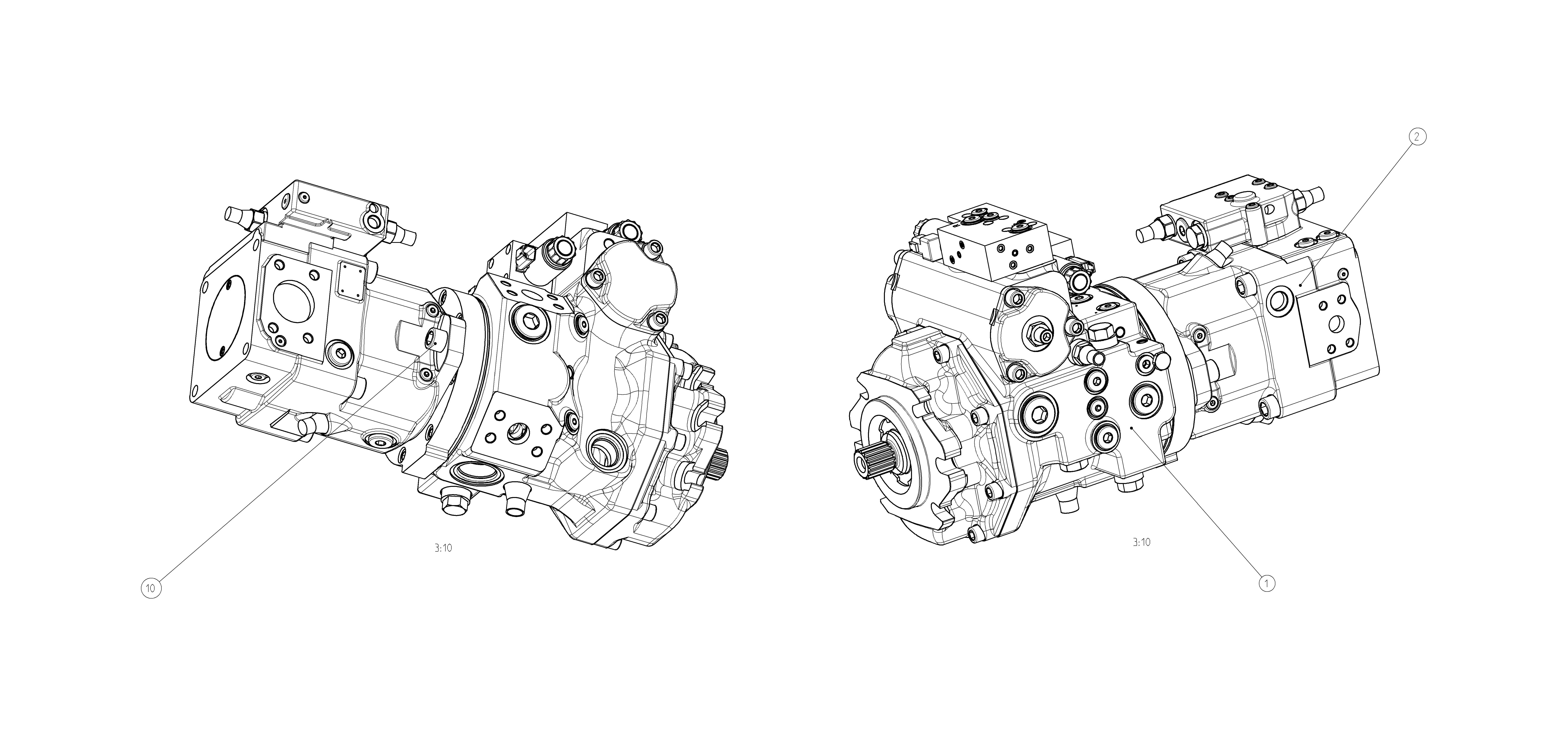 A4VG085EV2DP000/40MR+A11VO60LRS/10R — Zeichnung