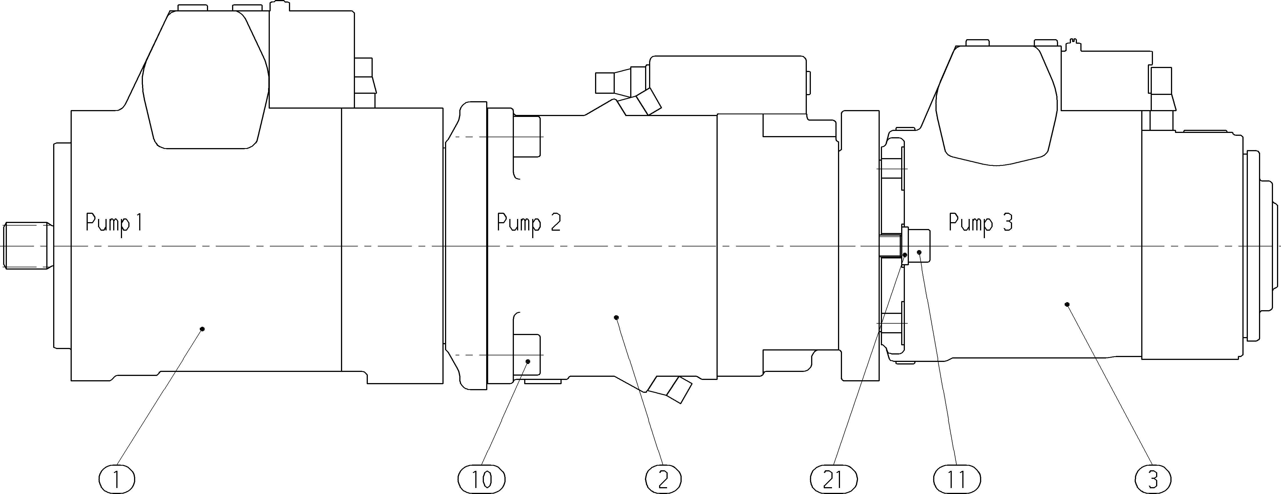 A4VG250EP4/32+A11VLO190+A4VG125EP4 — Zeichnung