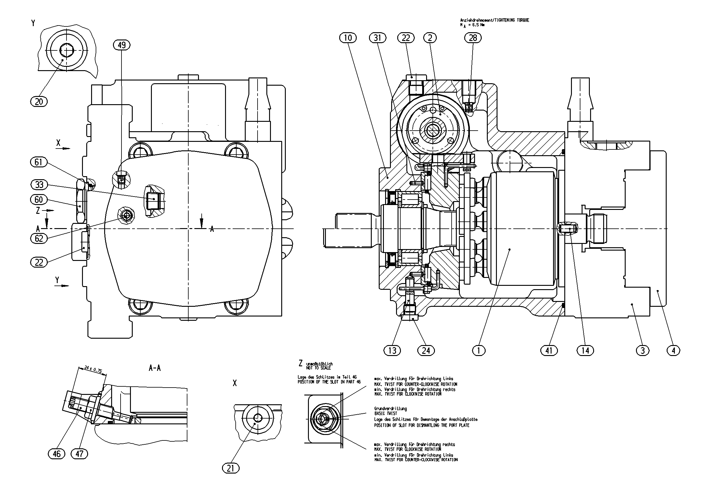 A10VG45DGD1/10L-NSC10F023D-S — Zeichnung