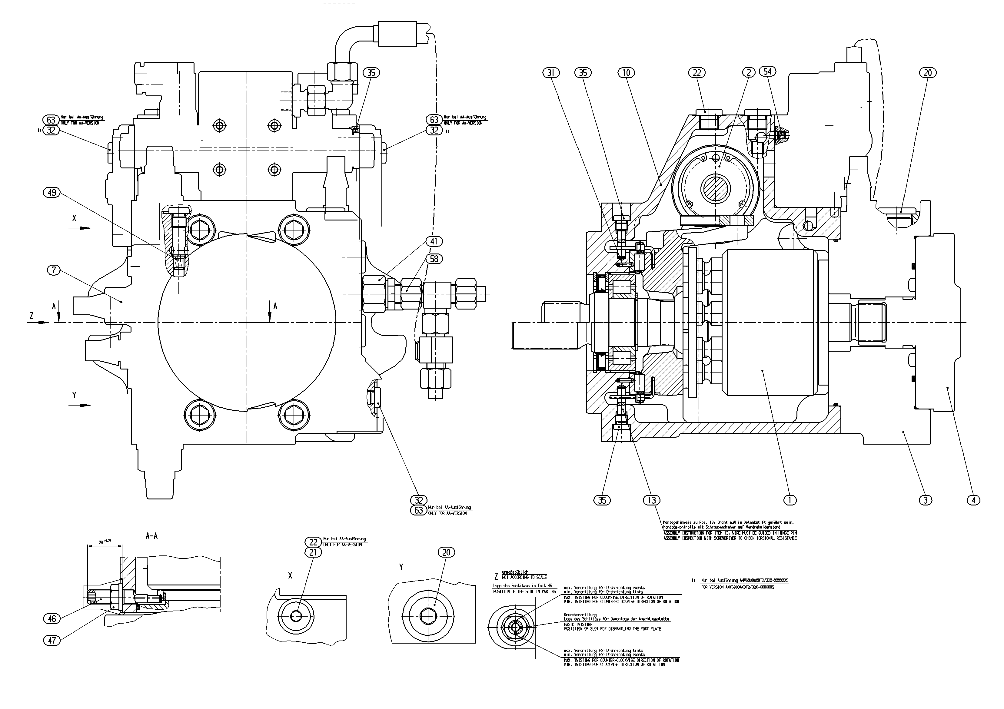A4VG90DA2D2/32L-NAF02F001S-S — Zeichnung