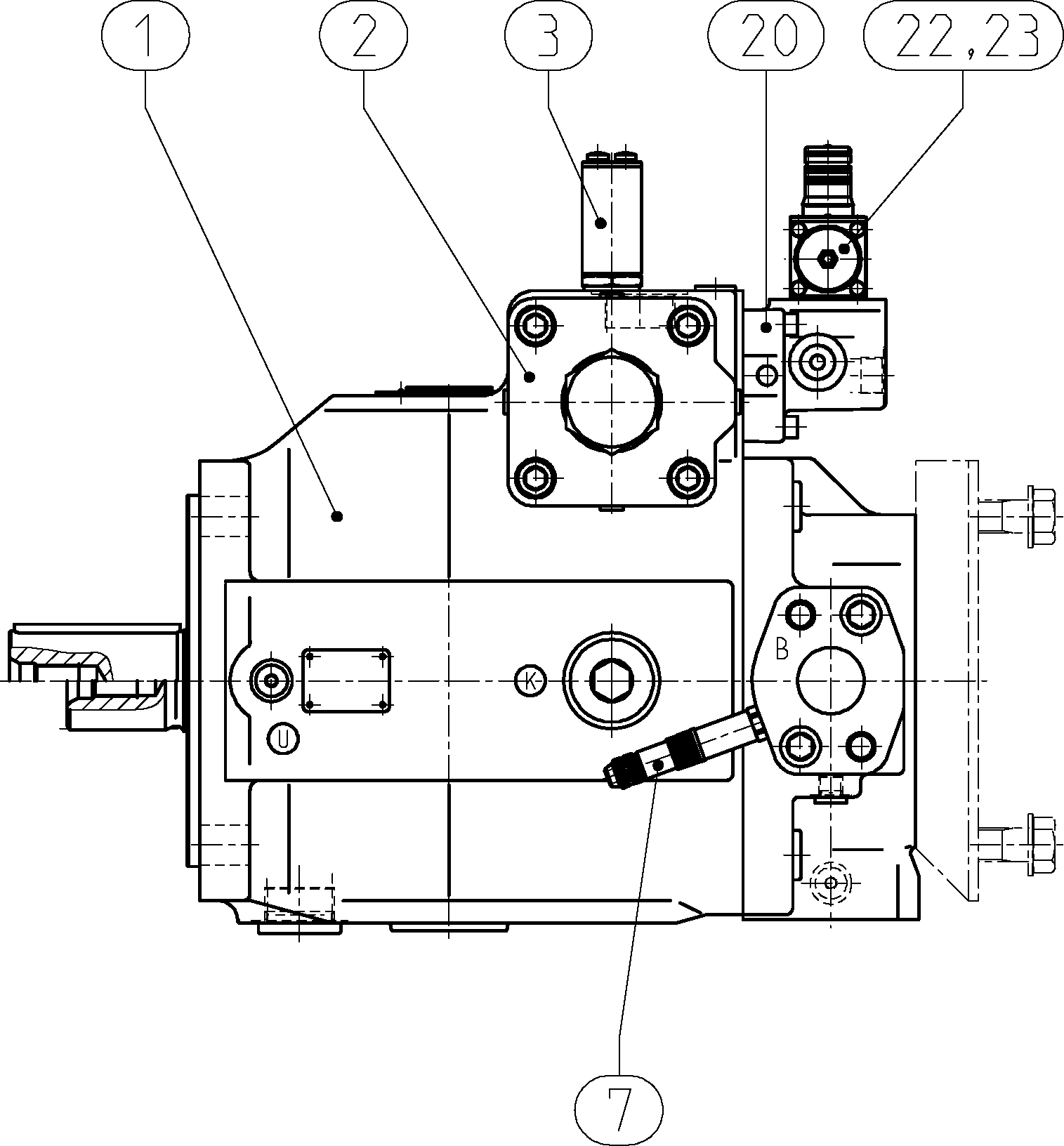 A A4VBO 125 HS5P /30R-VZB25K33 — Zeichnung