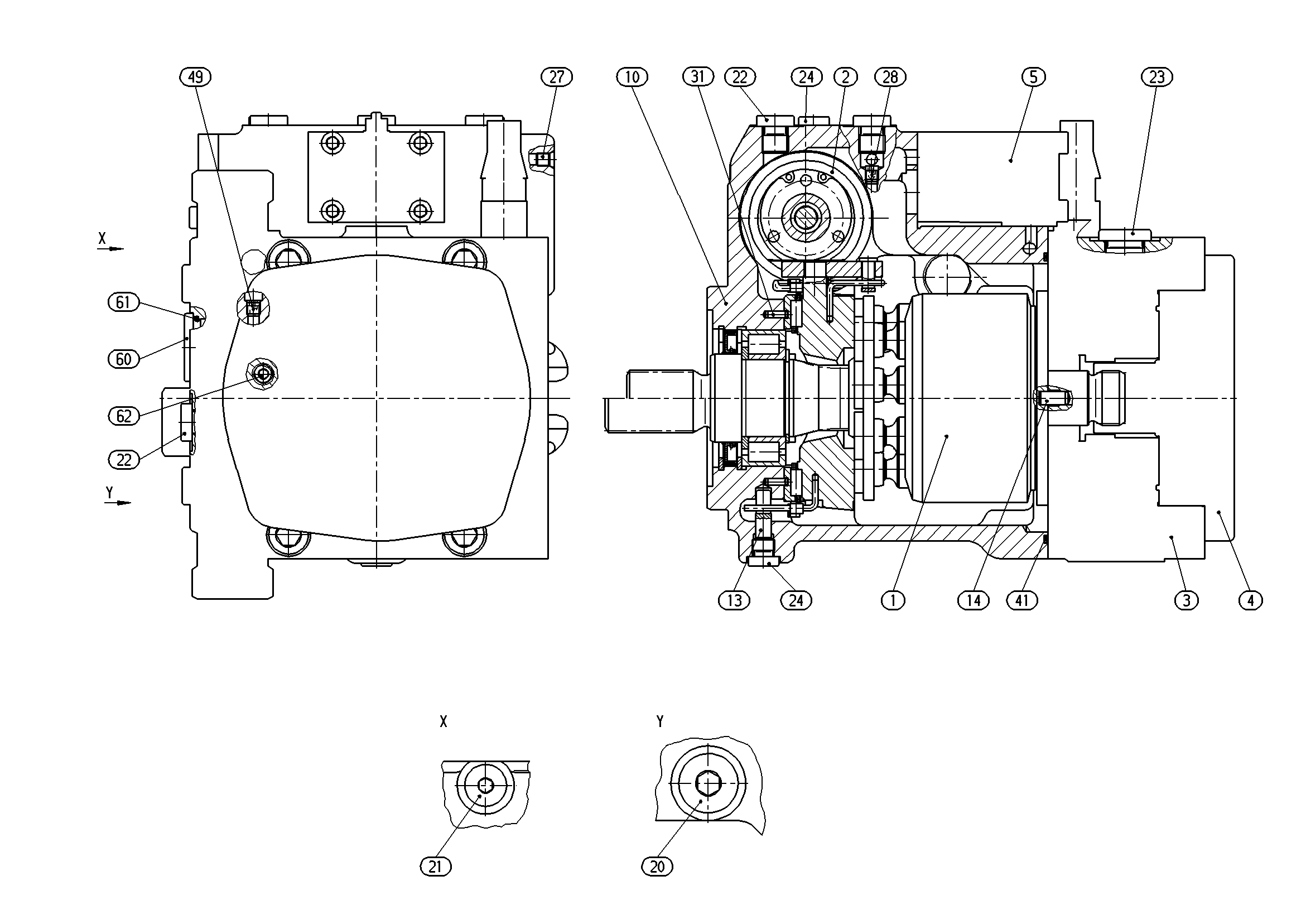 A10VG45HD1D1/10R-NSC10F01XS-S — Zeichnung