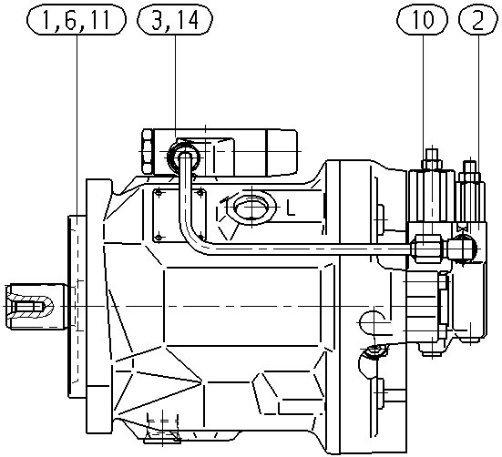 A A10V O 71DFLR1/31R-PSC91N00 -SO52 — Zeichnung