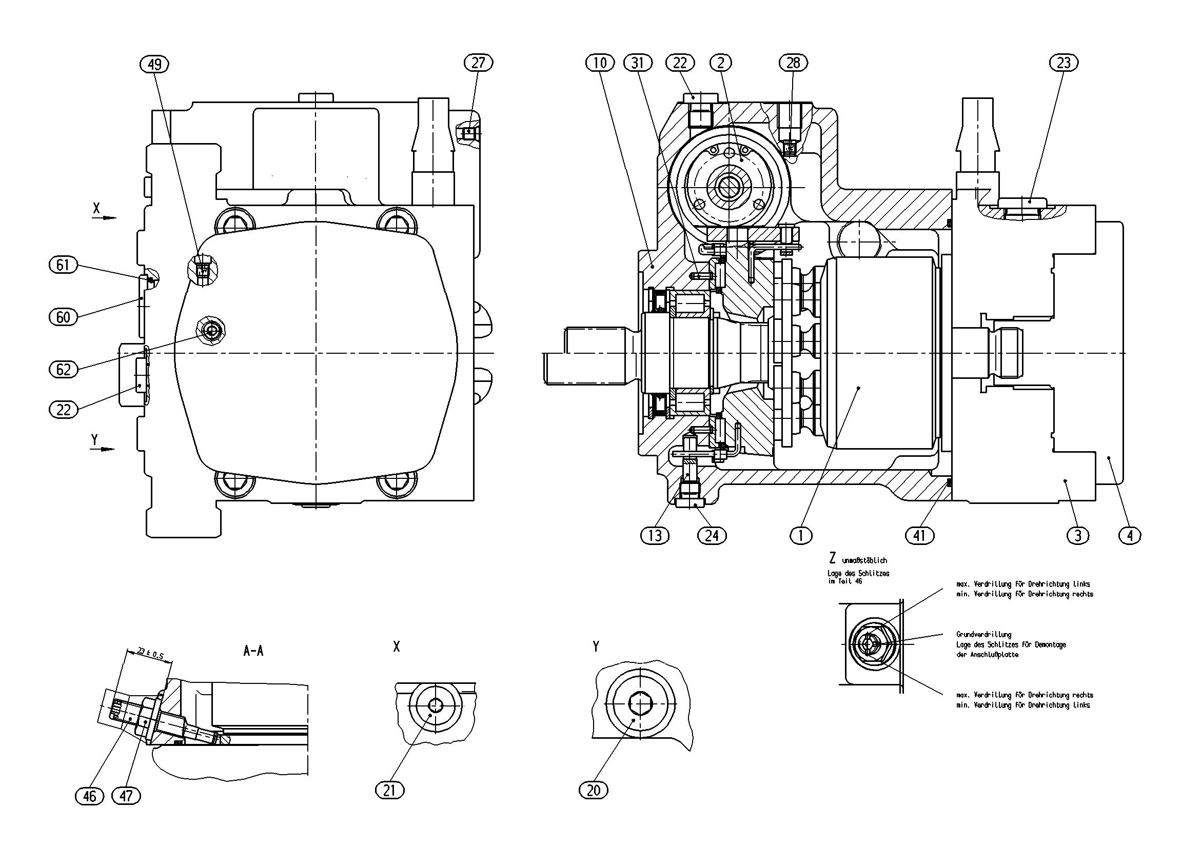 A10VG45DGDM1/10R-NSC10F023S-S — Zeichnung