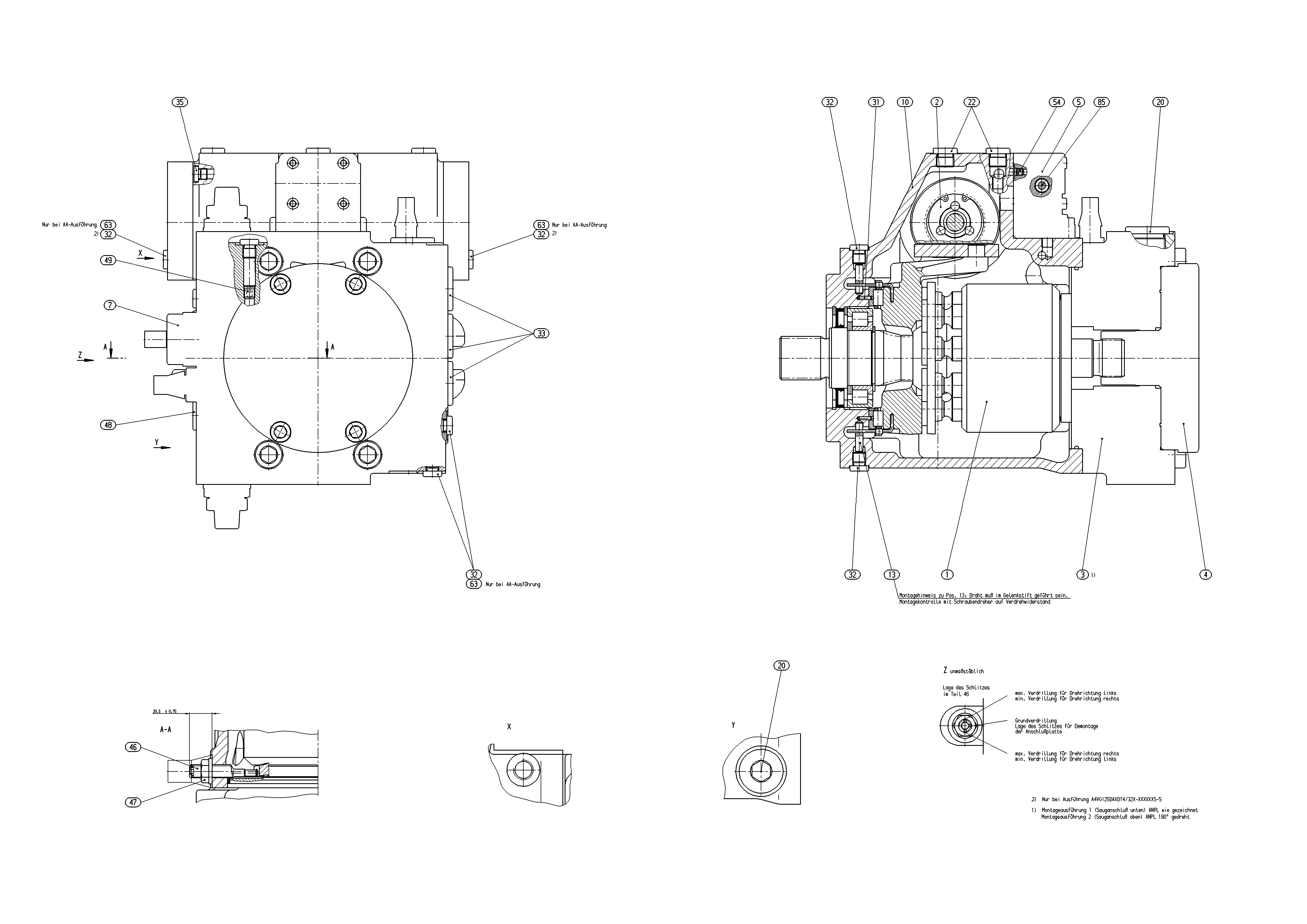 A4VG125DA2DX/32L-NZF02F021S-S — Zeichnung